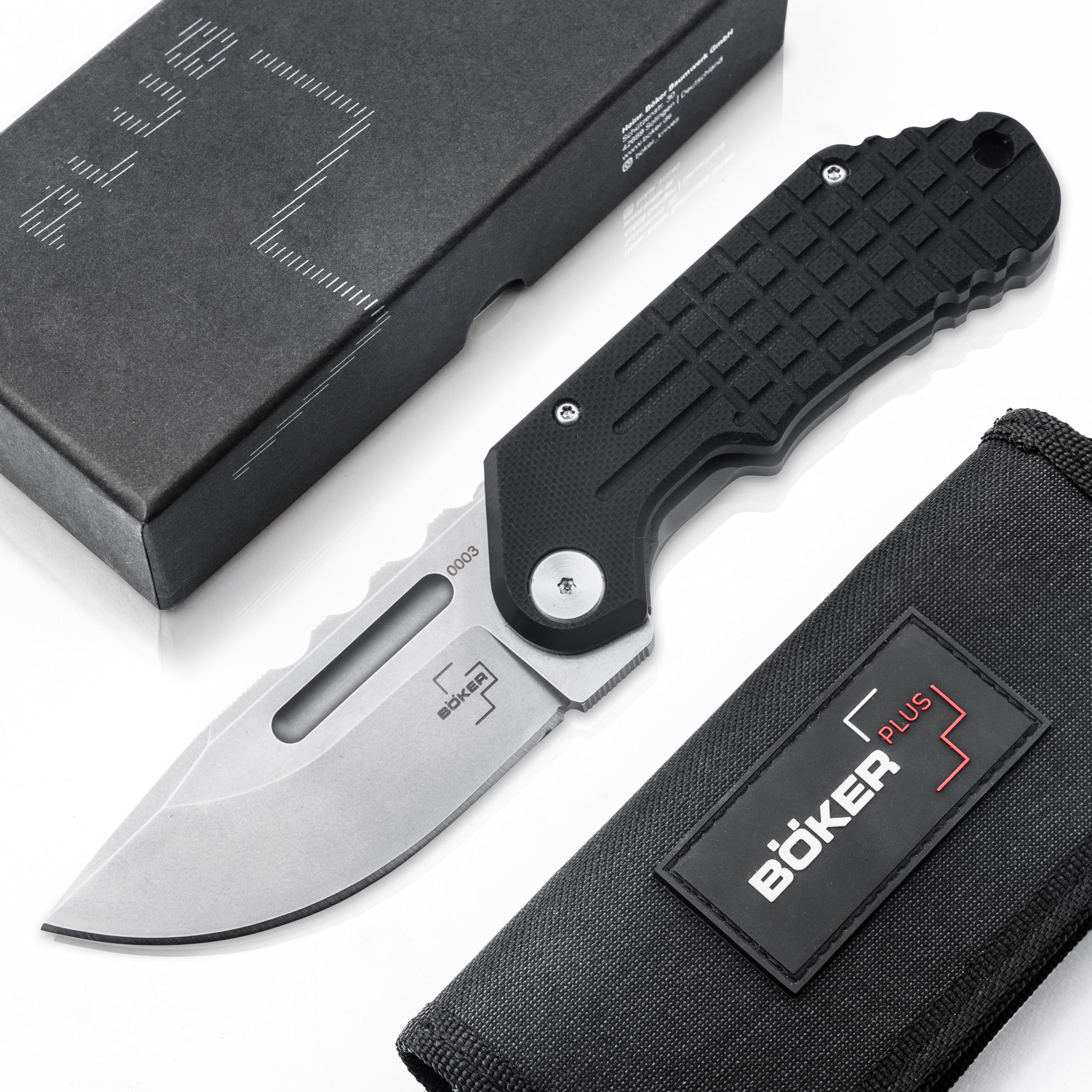 BÖKER PLUS® Dvalin Folder Drop - folding knife with G10 handle black - modern pocket knife with extra sharp D2 Droppoint