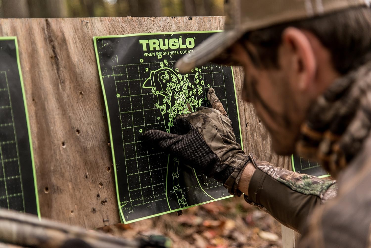 TRUGLO Bright Thru-See Splatter Florescent Self-Adhesive High-Visible Turkey Hunting Targets 12X12 with Increased Target