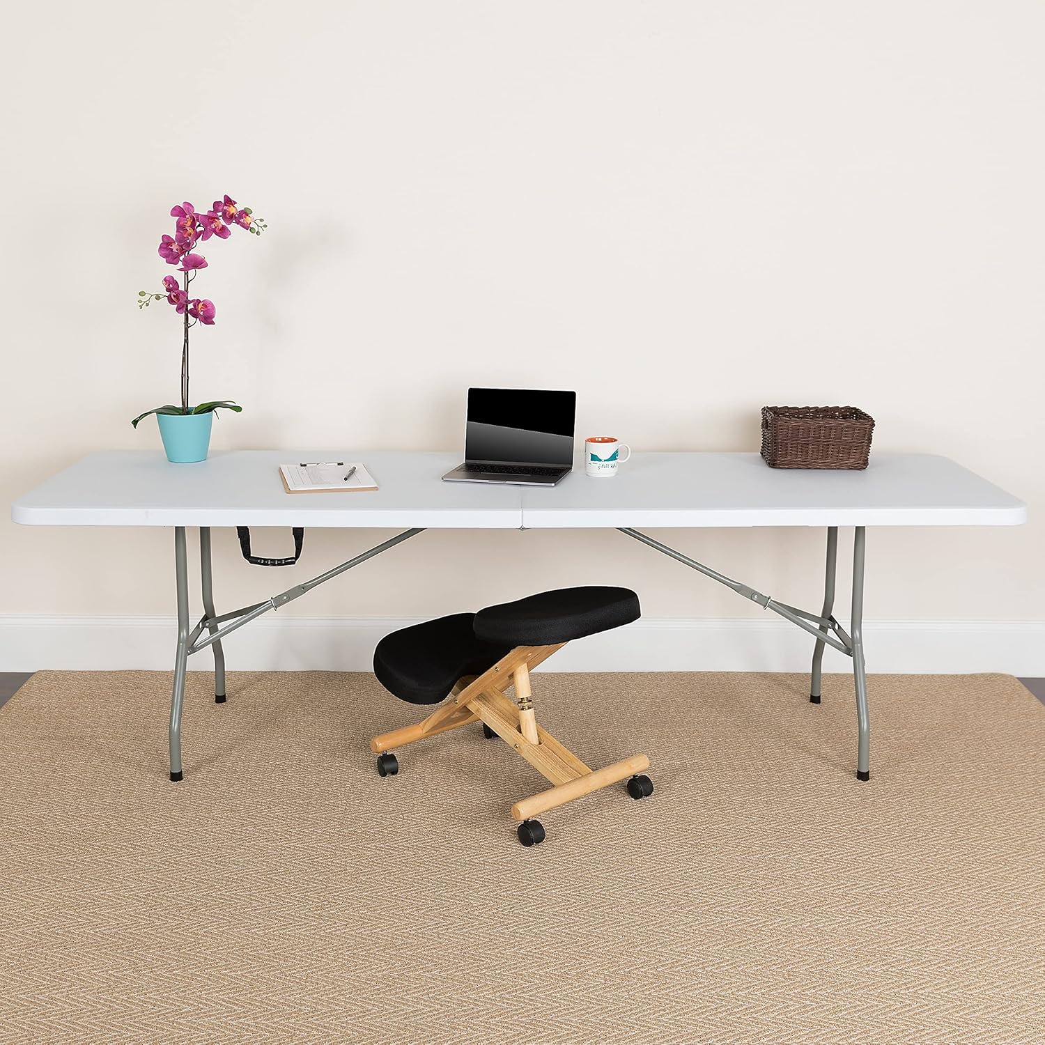 Flash Furniture Kathryn 8' Rectangular Plastic Folding Event Table with Carrying Handle