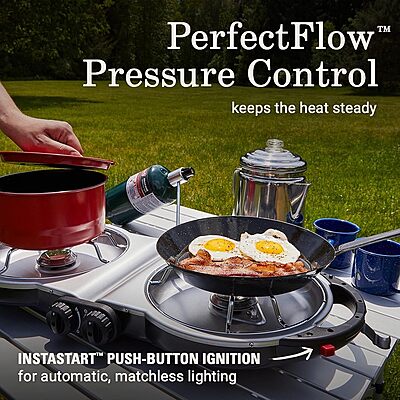 Coleman Fold N Go 2-Burner Propane Camping Stove with InstaStart Ignition and PerfectFlow