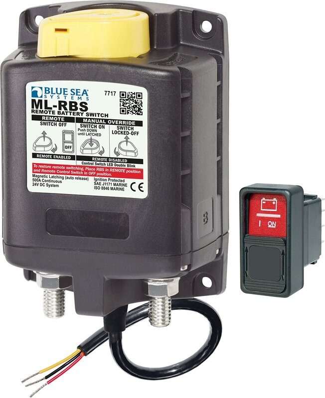 Blue Sea Systems 7717 ML RBS SPST Solenoid with Manual Control Auto-Release, 24V