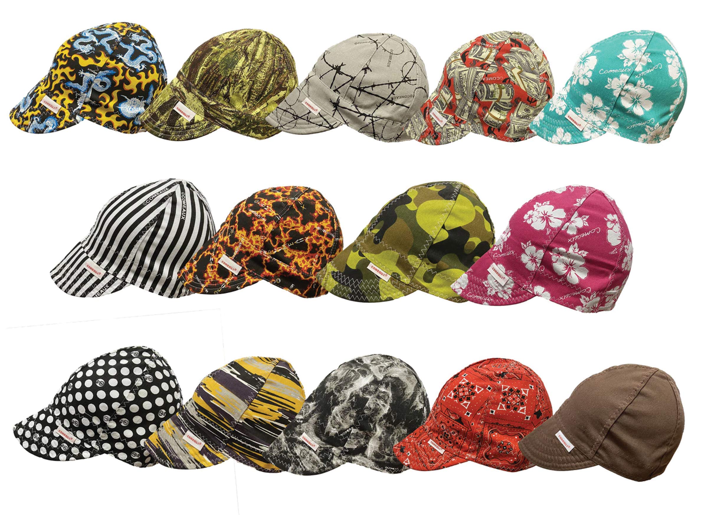Comeaux Caps 118-1000-7-3/8 Deep Round Crown Caps, 7 3/8" , Assorted Prints