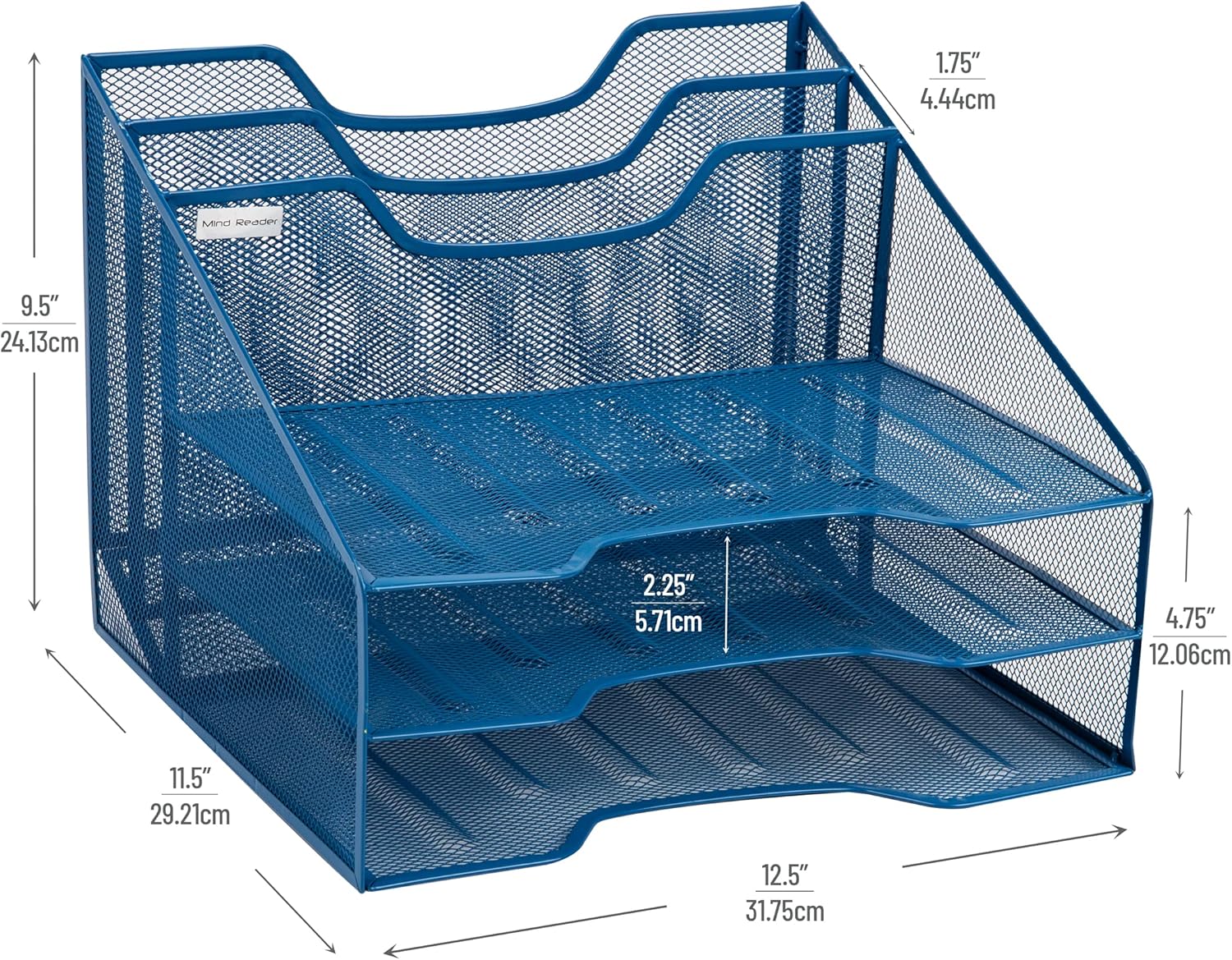 Mind Reader Desktop Organizer, Vertical File Holder, Paper Trays, Metal Mesh