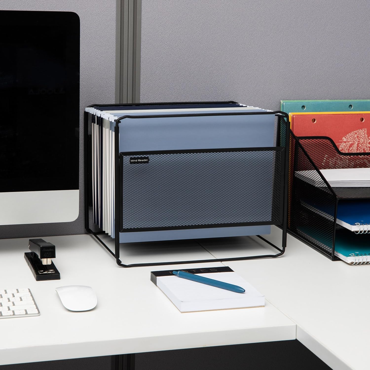Mind Reader Hanging File Folder Organizer, Desktop Organizer, Metal Mesh, 13" L x 9.75" W x 10.25" H