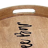 Elegant Designs Decorative Round Wood Serving Tray w/Handles