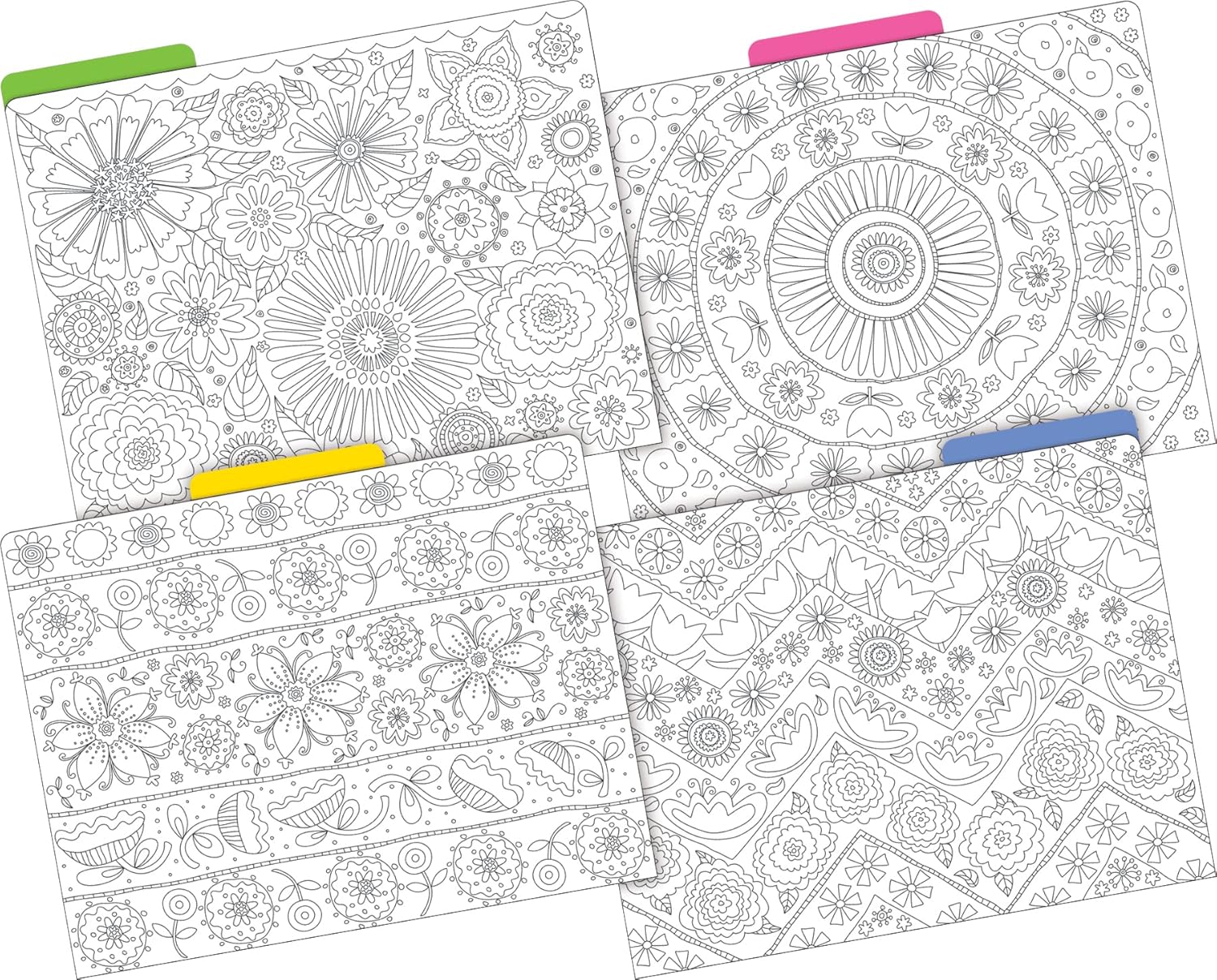 Barker Creek Designer File Folders Set of 24, Color Me! in My Garden, Multi-Design Set, Adult Coloring Book Style