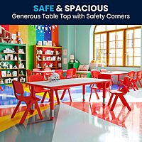 Flash Furniture Wren 23.625''W x 47.25''L Rectangular Red Plastic Height Adjustable Activity Table with Grey Top Red Set of 1