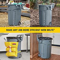 Rubbermaid Commercial Products Vented Wheeled BRUTE Trash Container, 44 Gal Gray, for Landscapers/Construction Sites/Restaurants/Back of House/Offices/Warehouses/Commercial Environments 44 Gallon