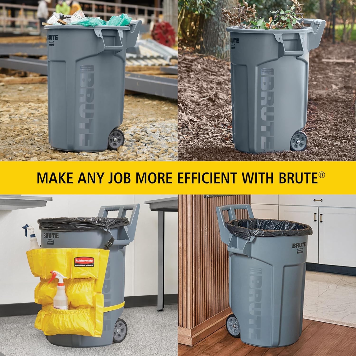 Rubbermaid Commercial Products Vented Wheeled BRUTE Trash Container, 44 Gal Gray