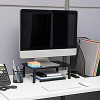 MIND READER Monitor Stand, Height Adjustable, Ventilated Laptop Riser, Metal, 14.5" L x 9.25" W x 4-5.5" H