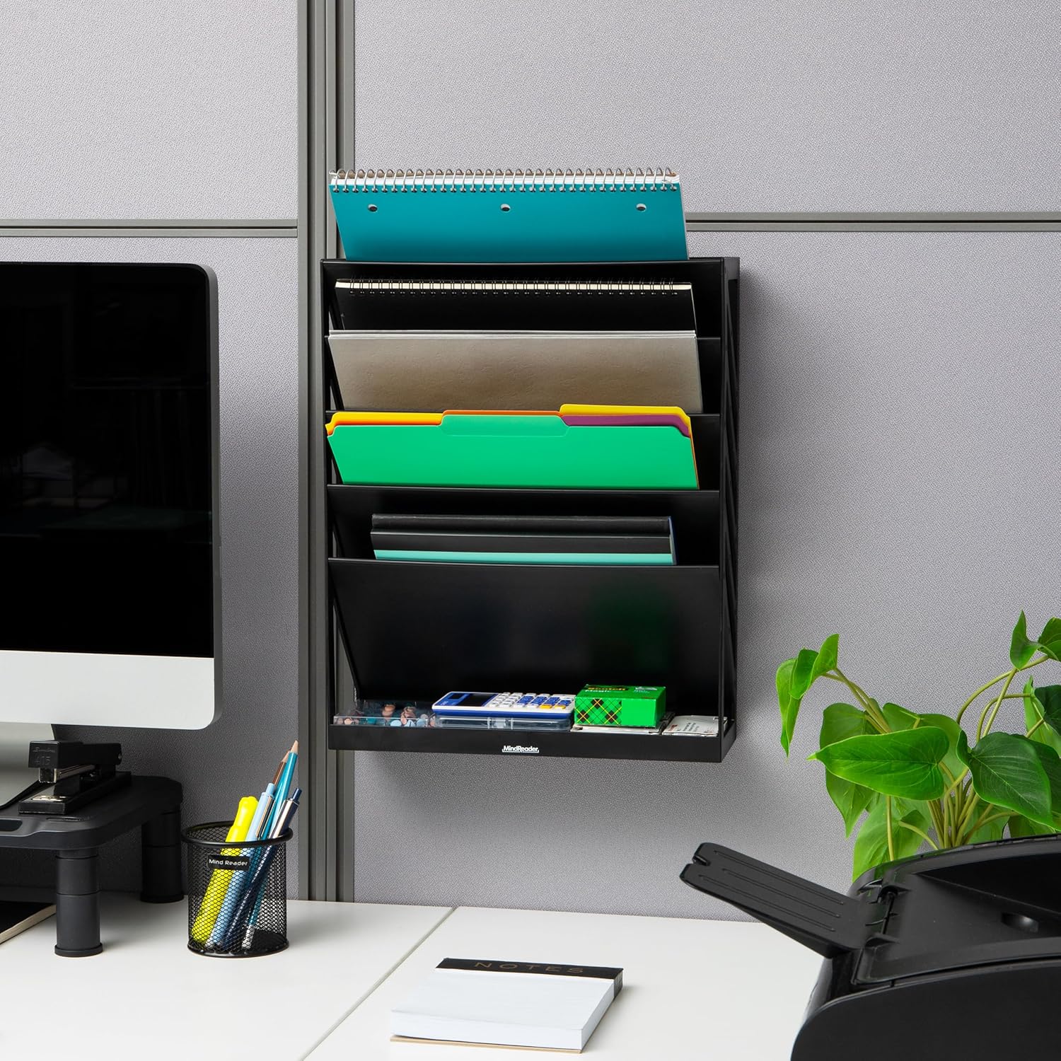 Mind Reader 5-Tier Vertical File Holder, Desktop Organizer, Wall Mount