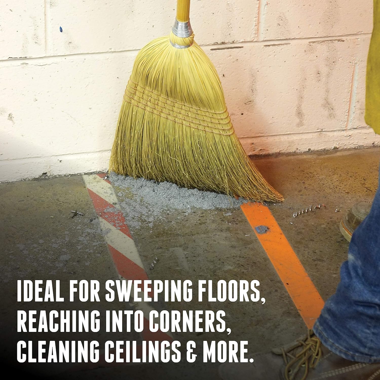 Weiler 70308 57" Length, 1-1/8" Handle Diameter, 5 Sews, Corn Fill, Janitor Upright Broom