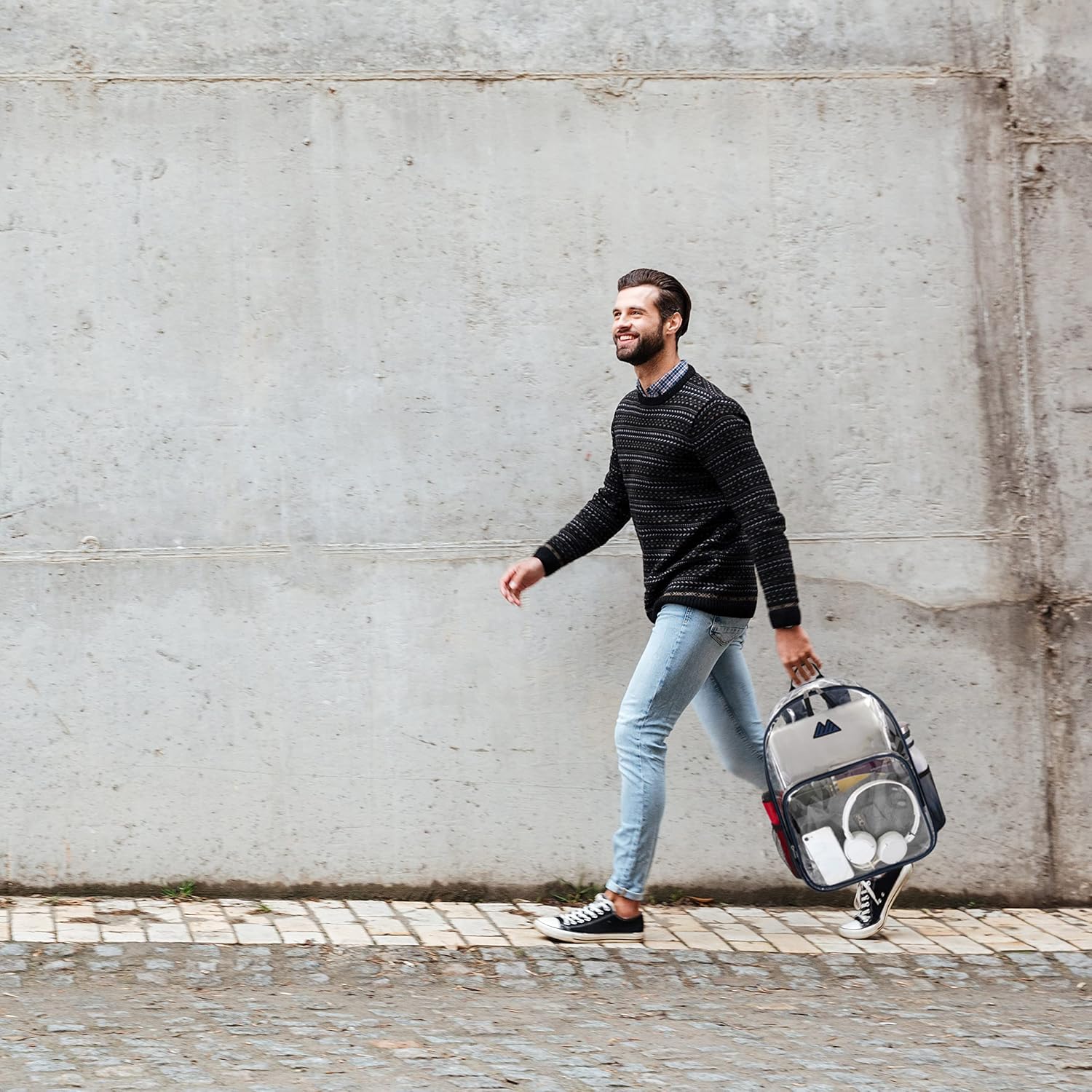 Summit Ridge Waterproof Clear Backpack with Water Bottle Holder - Stadium Approved Heavy-Duty Clear Backpack