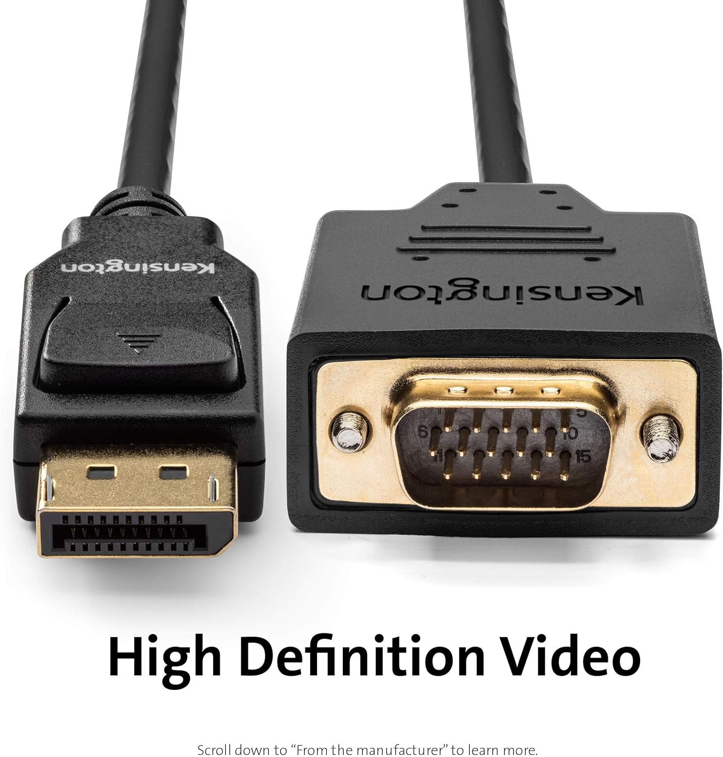 Kensington DisplayPort to VGA Cable (Support up to 1080P), 6ft (K33024WW)