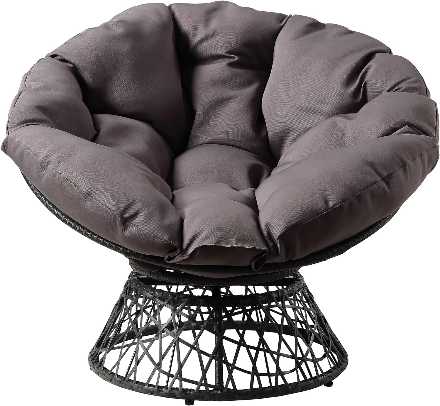 OSP Home Furnishings Wicker Papasan Chair with 360-Degree Swivel