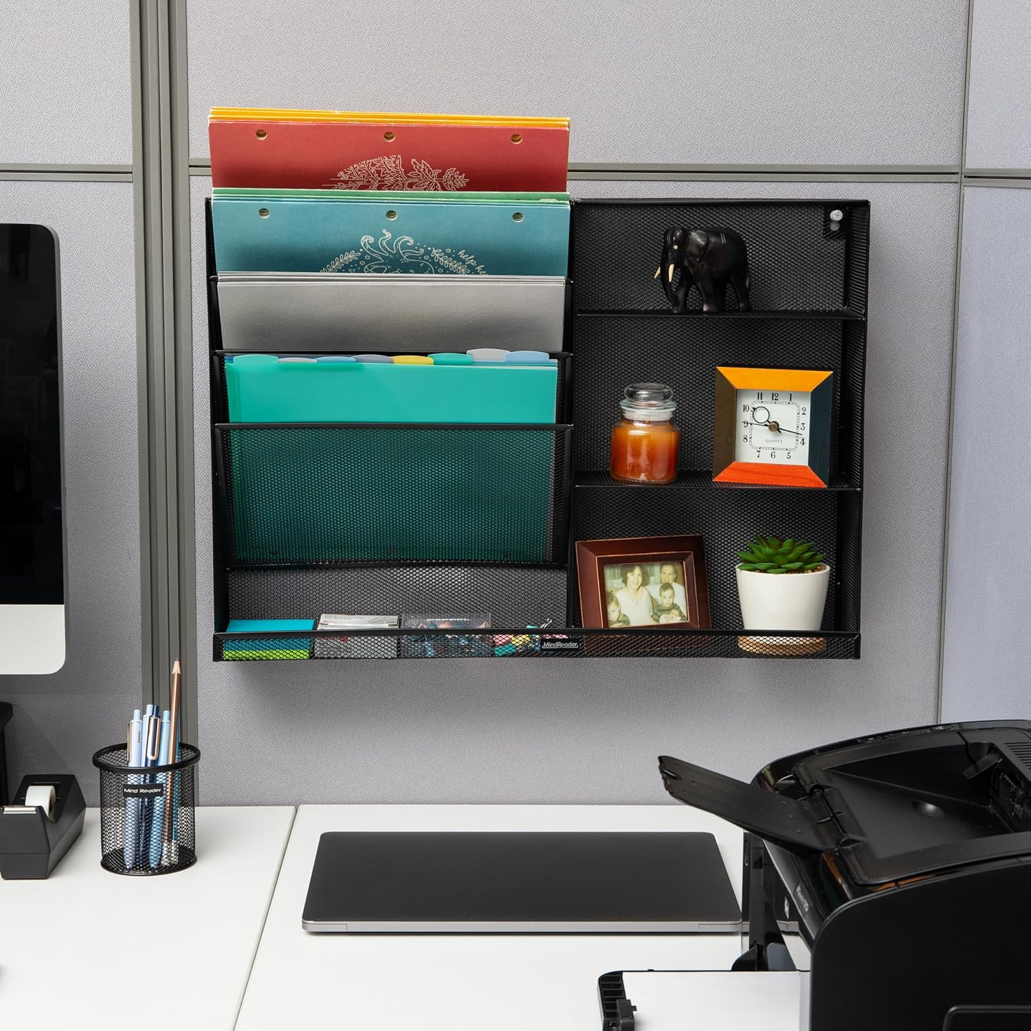 MIND READER 4-Tier Vertical File Organizer, Desktop & Wall Mount, Metal