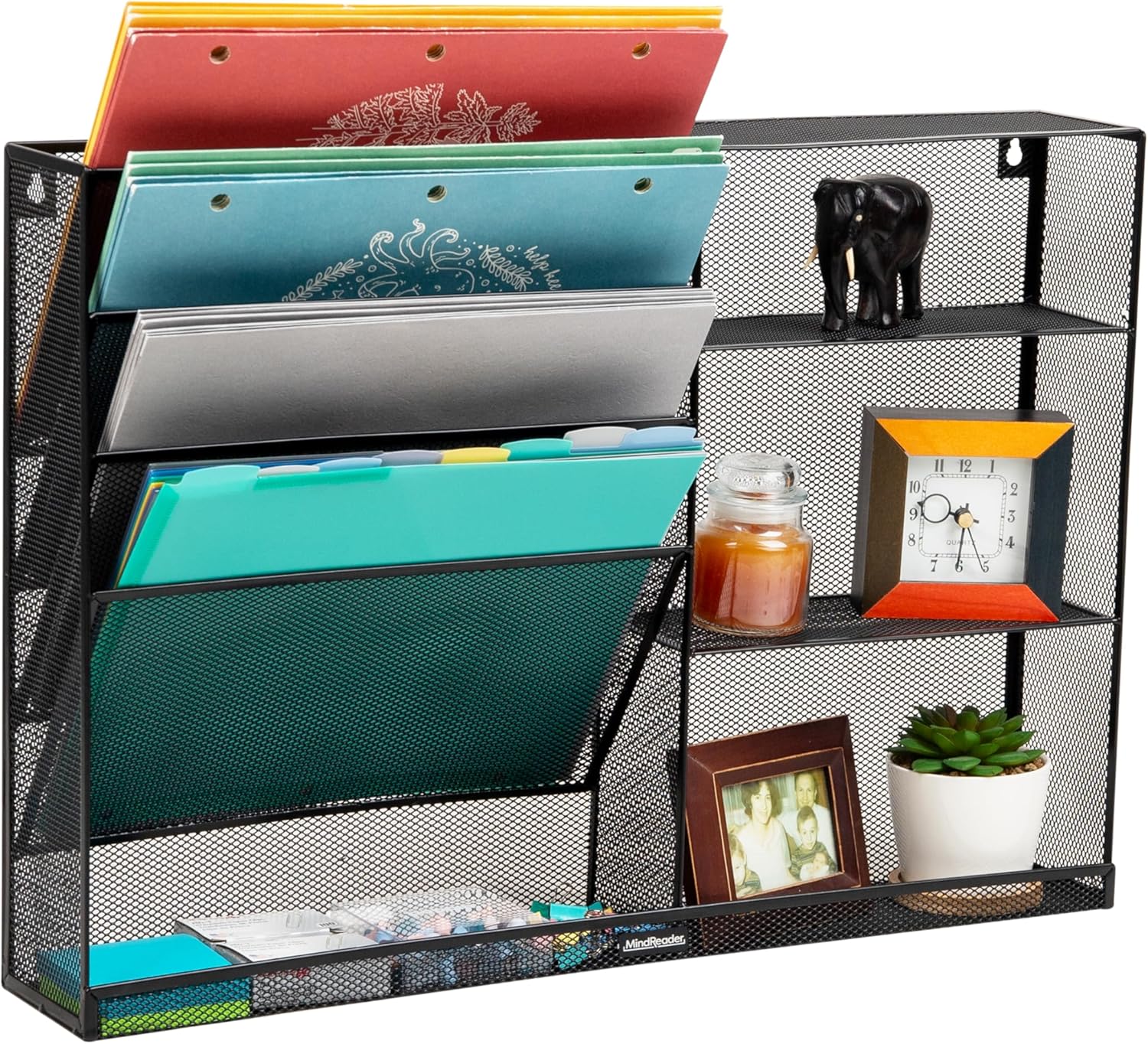 MIND READER 4-Tier Vertical File Organizer, Desktop & Wall Mount, Metal