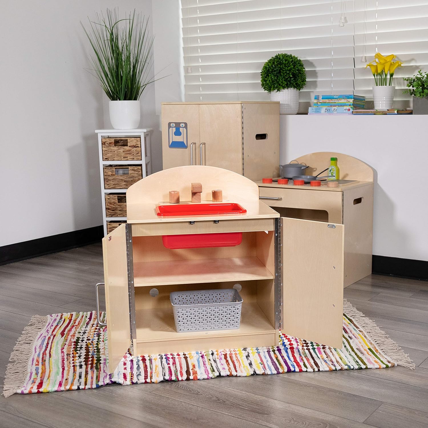 FLASH FURNITURE Hercules Children's Wooden Play Kitchen for Commercial or Home Use - Safe, Kid Friendly Design