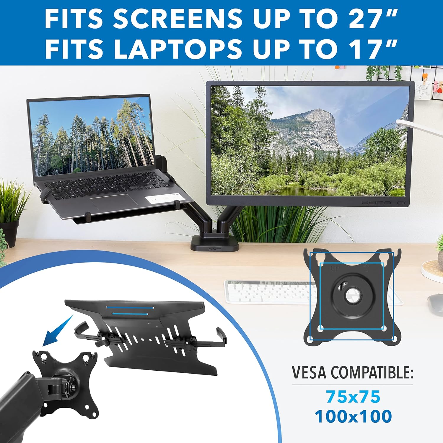 Mount-It! Height Adjustable Laptop and Monitor Desk Mount