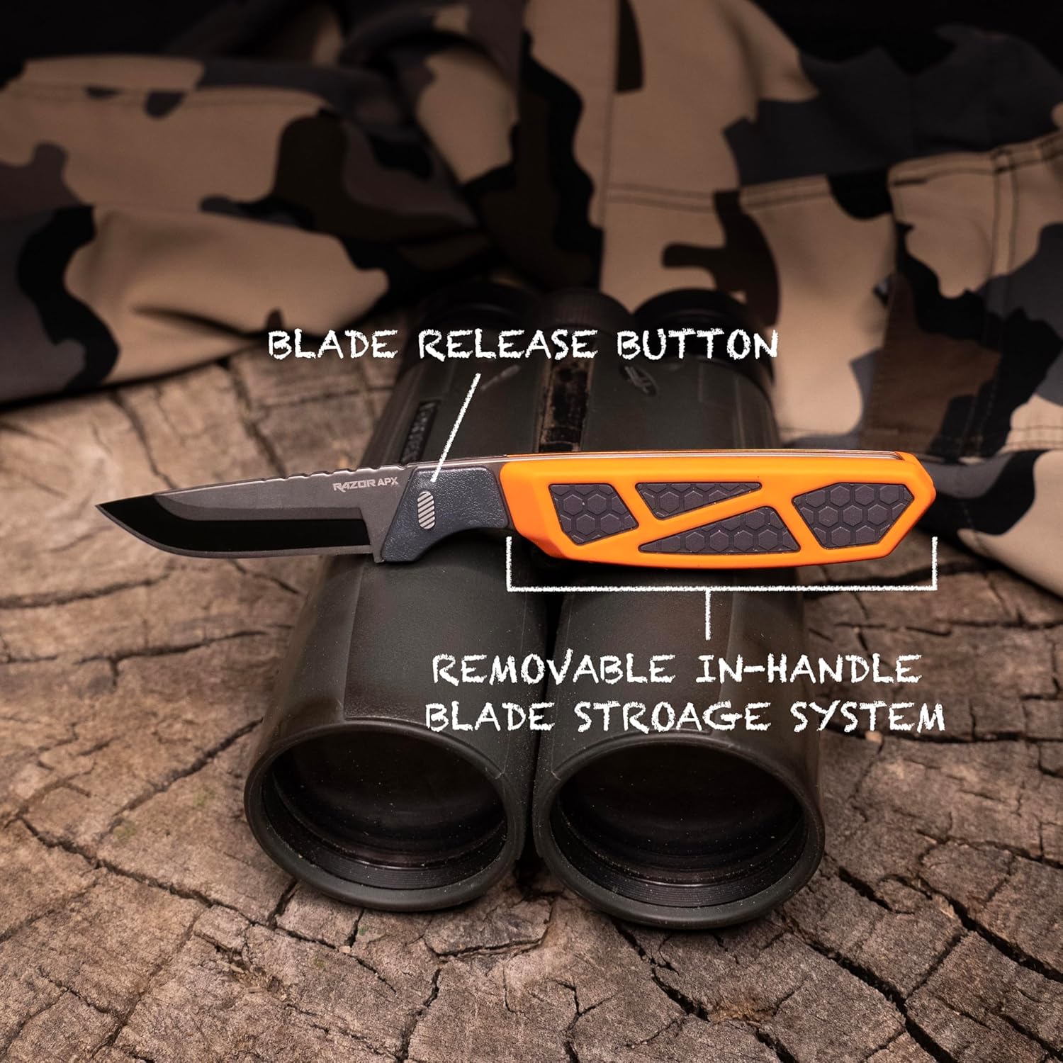 OUTDOOR EDGE Razor APX 2.5" Fixed Hunting Knife with Replaceable Blades & Sheath–All in One Field Dressing Knife Set