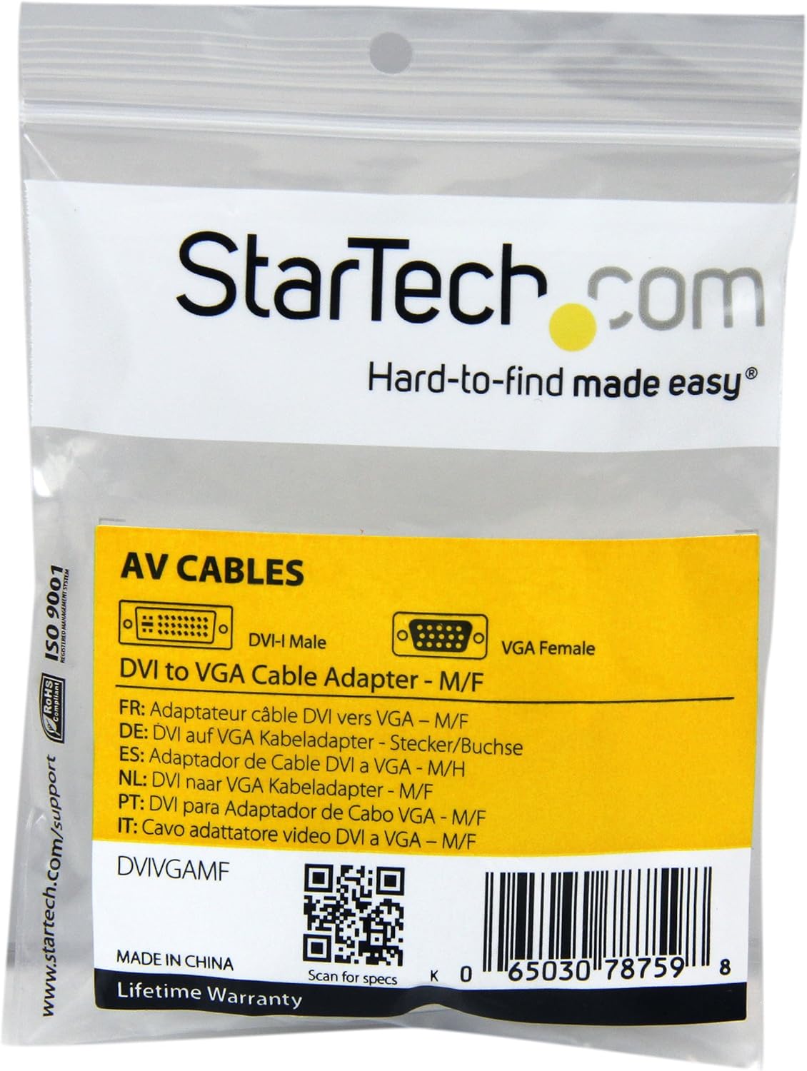 StarTech.com DVI to VGA Cable Adapter - DVI (M) to VGA (F) - 2 Pack - Male DVI to Female VGA (DVIVGAMF), Beige