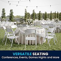 Flash Furniture HERCULES Series 500 lb. Capacity Heavy Duty Plastic Folding Chair with Built-in Ganging Brackets