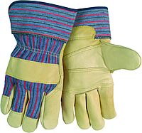 MCR Safety 1931L Economy Patch Palm Grain Cowhide Leather Palm Gloves with 2-1/2-Inch Safety Cuff, Cream, Large, 1-Pair