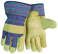 MCR Safety 1931L Economy Patch Palm Grain Cowhide Leather Palm Gloves with 2-1/2-Inch Safety Cuff, Cream, Large, 1-Pair