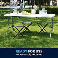 Flash Furniture Kathryn 5' Rectangular Plastic Folding Event Table with Carrying Handle