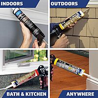 White Lightning WL30060 3006 Siliconized Acrylic Latex All Purpose Caulk, 10 oz Cartridge, White