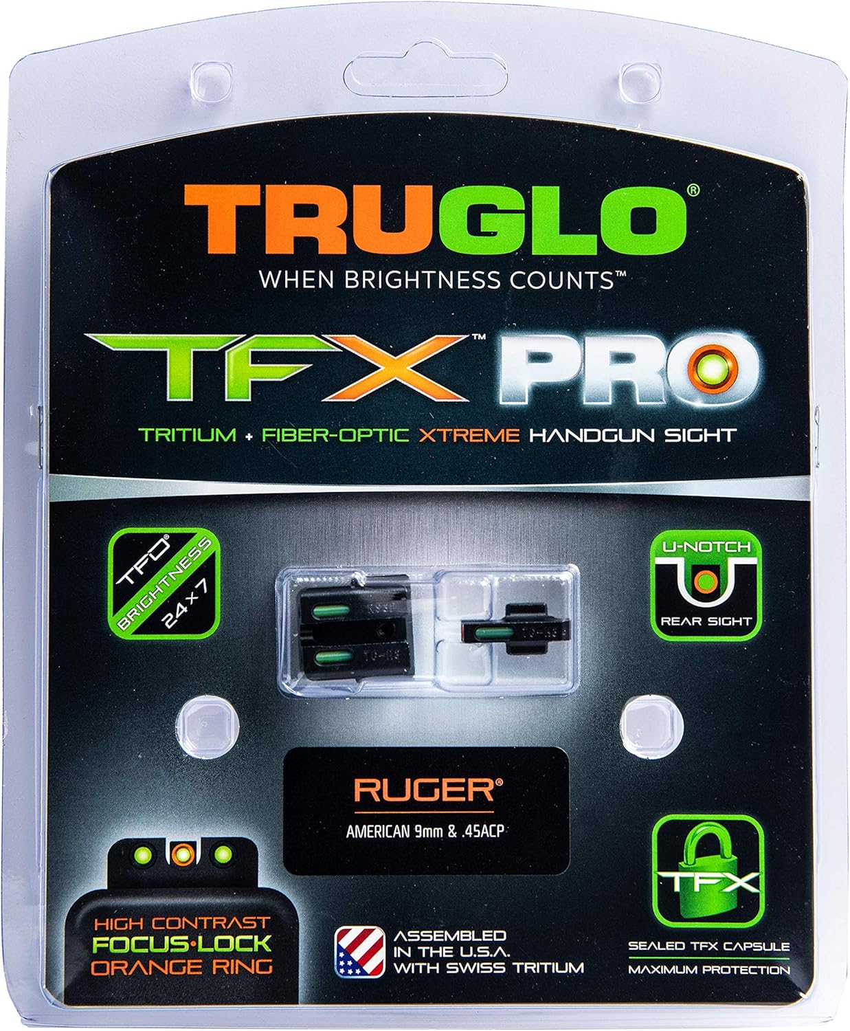 TRUGLO TFX PRO Handgun Sight, Tritium & Fiber-Optic Day/Night