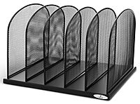 Safco Onyx Desk Organizer, 5 Tiered Vertical Compartments, Office and Classroom Mailbox , Paper and Mail Sorter, Steel Mesh, Black