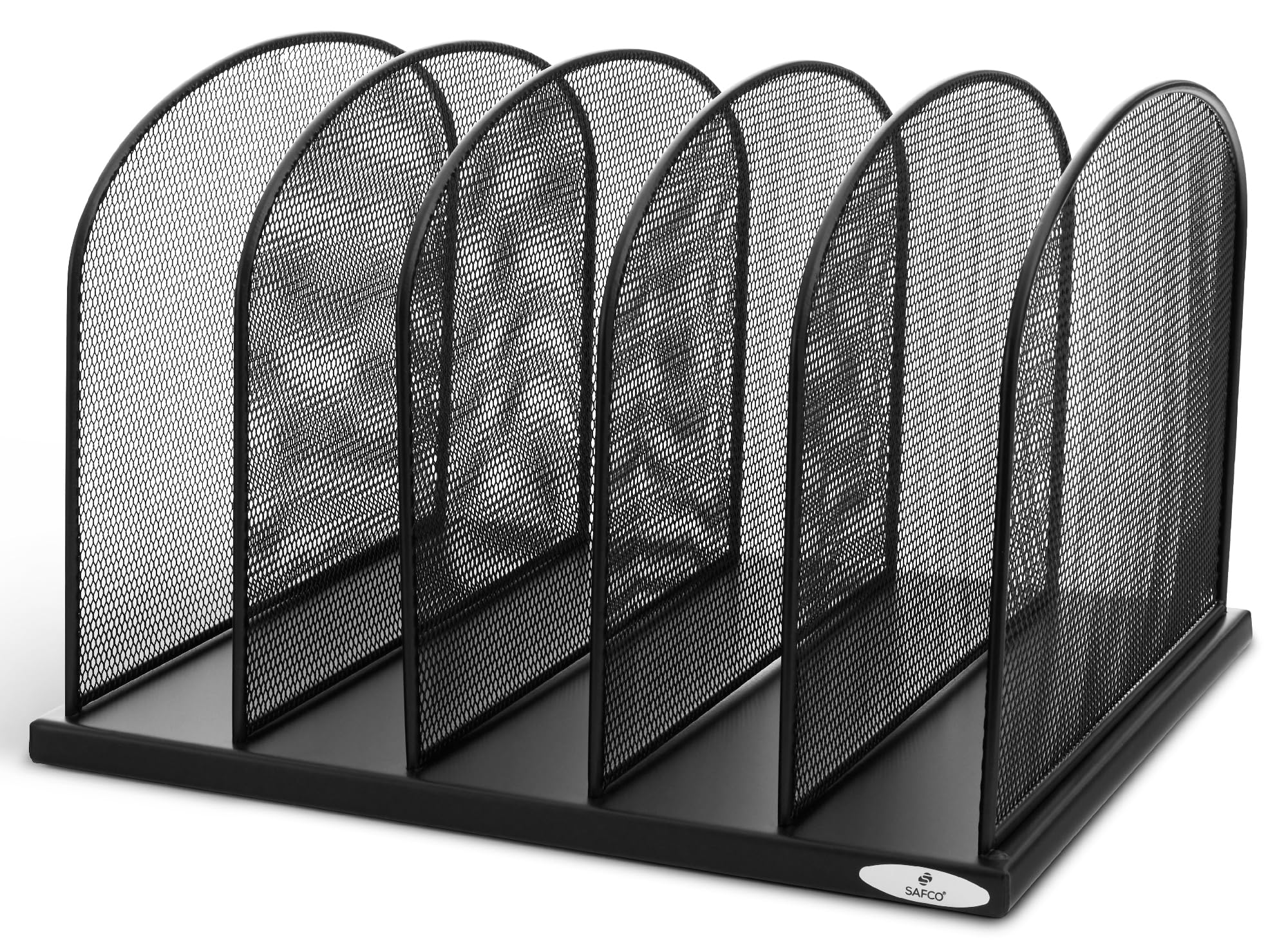 Safco Onyx Desk Organizer, 5 Tiered Vertical Compartments, Office and Classroom Mailbox , Paper and Mail Sorter, Steel Mesh