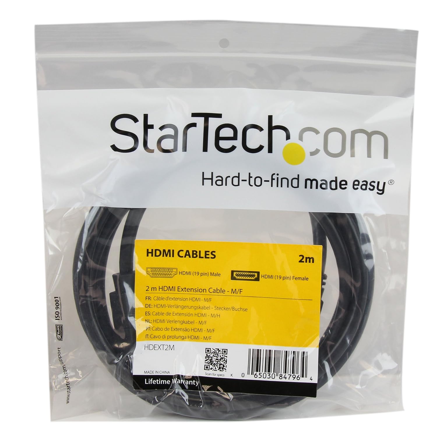 StarTech.com 2m HDMI Extension Cable - Ultra HD 4k x 2k HDMI Cable M/F - 2m HDMI Extension - HDMI Male Female Cable