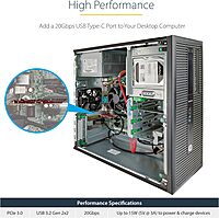 StarTech.com 1-Port USB 3.2 Gen 2x2 PCIe Card, USB-C 20Gbps PCI Express 3.0 x4 Adapter, Data Only, Windows/macOS/Linux, TAA
