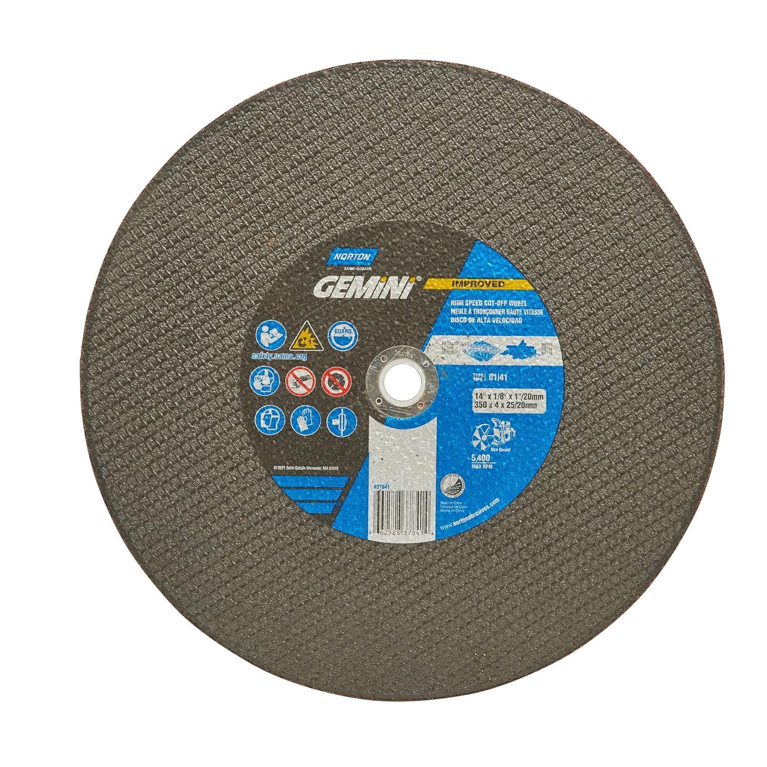 10/Pack Norton 66252837841 14X1/8X1In/20Mm Metal Alum Ox