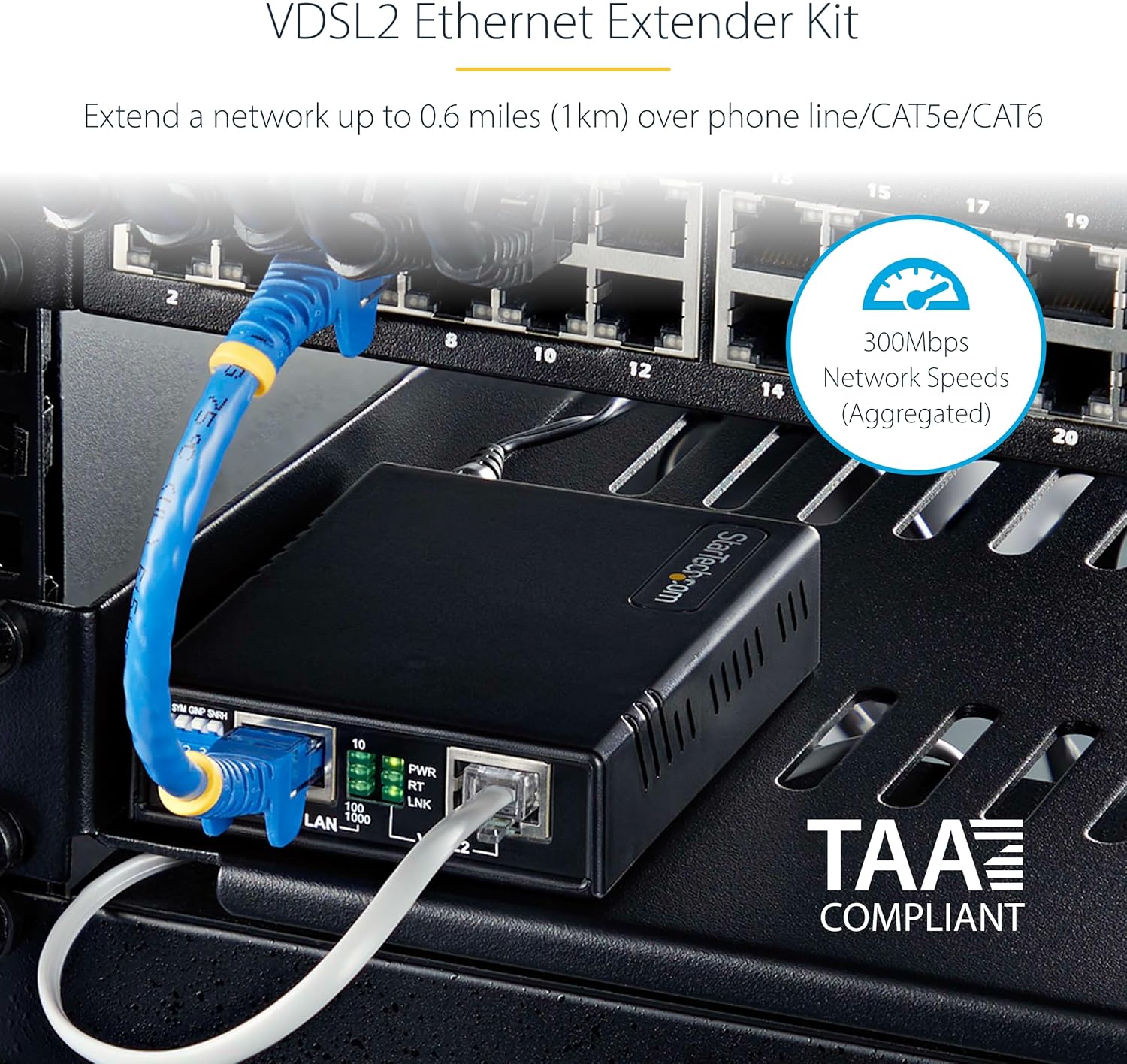 StarTech.com VDSL2 Ethernet Extender Kit Over Single-Pair Wire