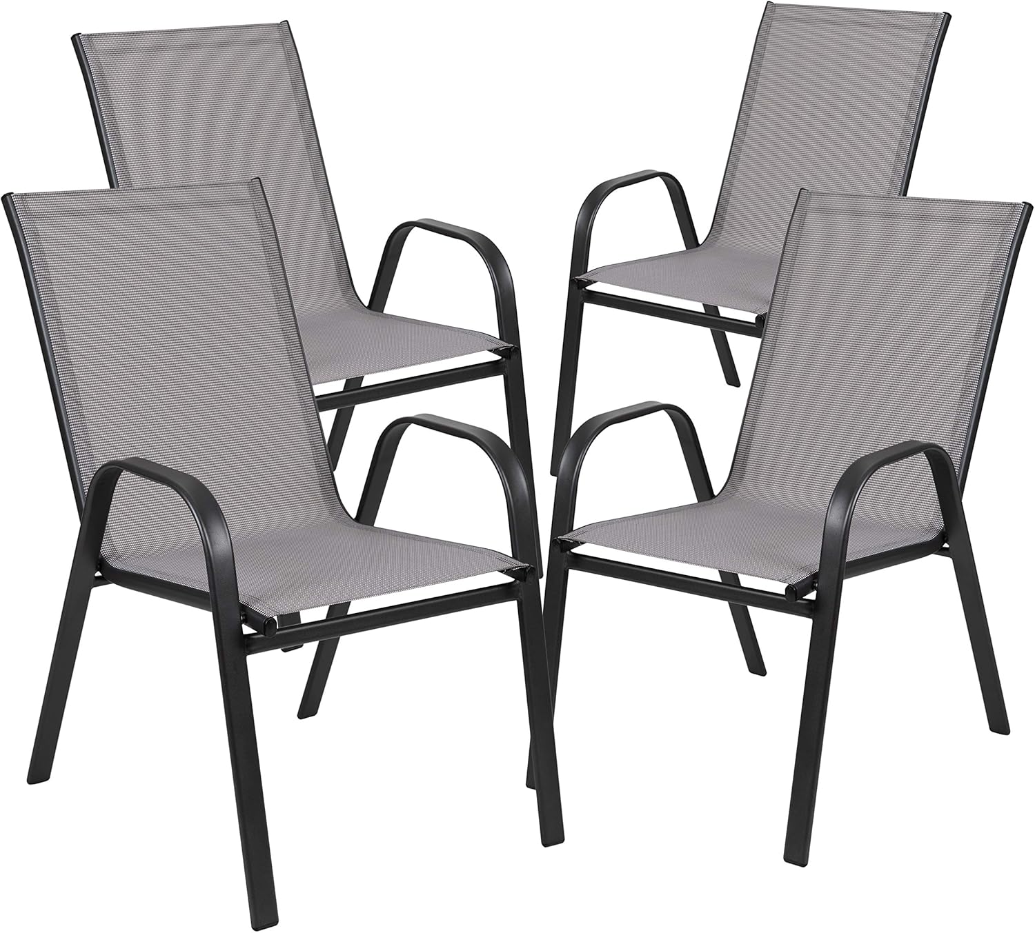 FLASH FURNITURE Brazos Series Outdoor Stackable Patio Chairs with Flex Comfort Material
