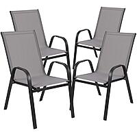 FLASH FURNITURE Brazos Series Outdoor Stackable Patio Chairs with Flex Comfort Material