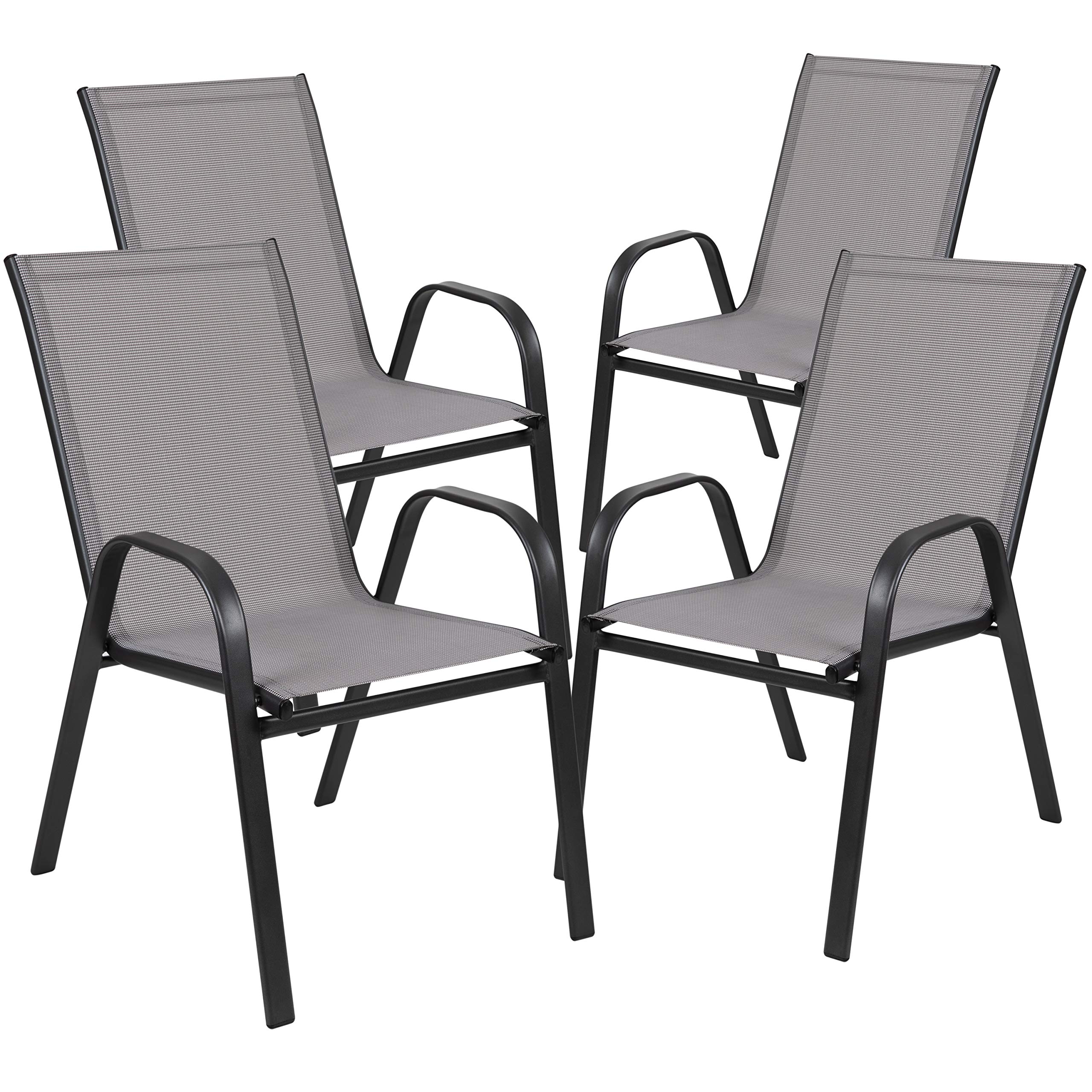 FLASH FURNITURE Brazos Series Outdoor Stackable Patio Chairs with Flex Comfort Material