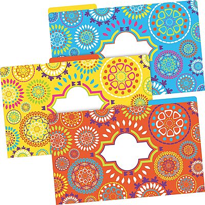 Barker Creek Legal-Size Designer File Folders, Moroccan, Multicolor, Replace Bland and Boring with Bright and Beautiful Legal File Folders, 1/3 Cut Tabs, 9 Folders in Pkg, 3 Each of 3 Designs (2501)
