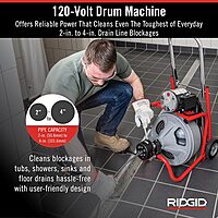 Ridgid 27013 K-400AF 115Volt C45IW Drum Machine with C45 Integral Wound Cable with Autofeed