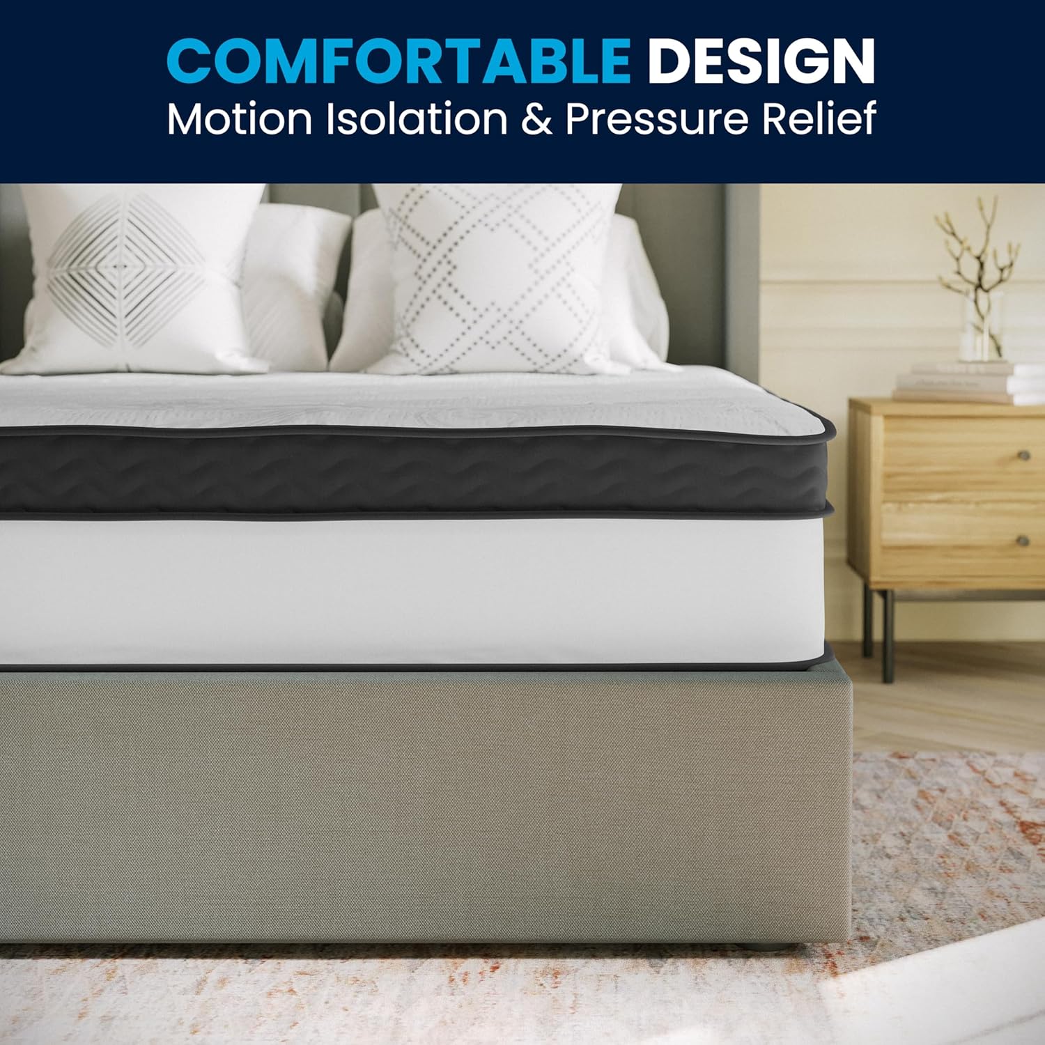 FLASH FURNITURE Capri Comfortable Sleep 12" Hybrid Pocket Spring and Foam Mattress in a Box
