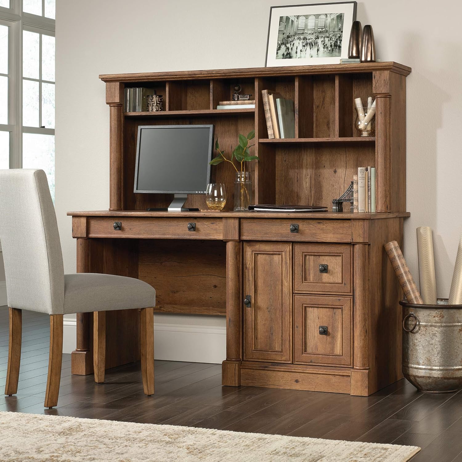 Sauder Palladia Computer Desk with Hutch, Home Office Desk
