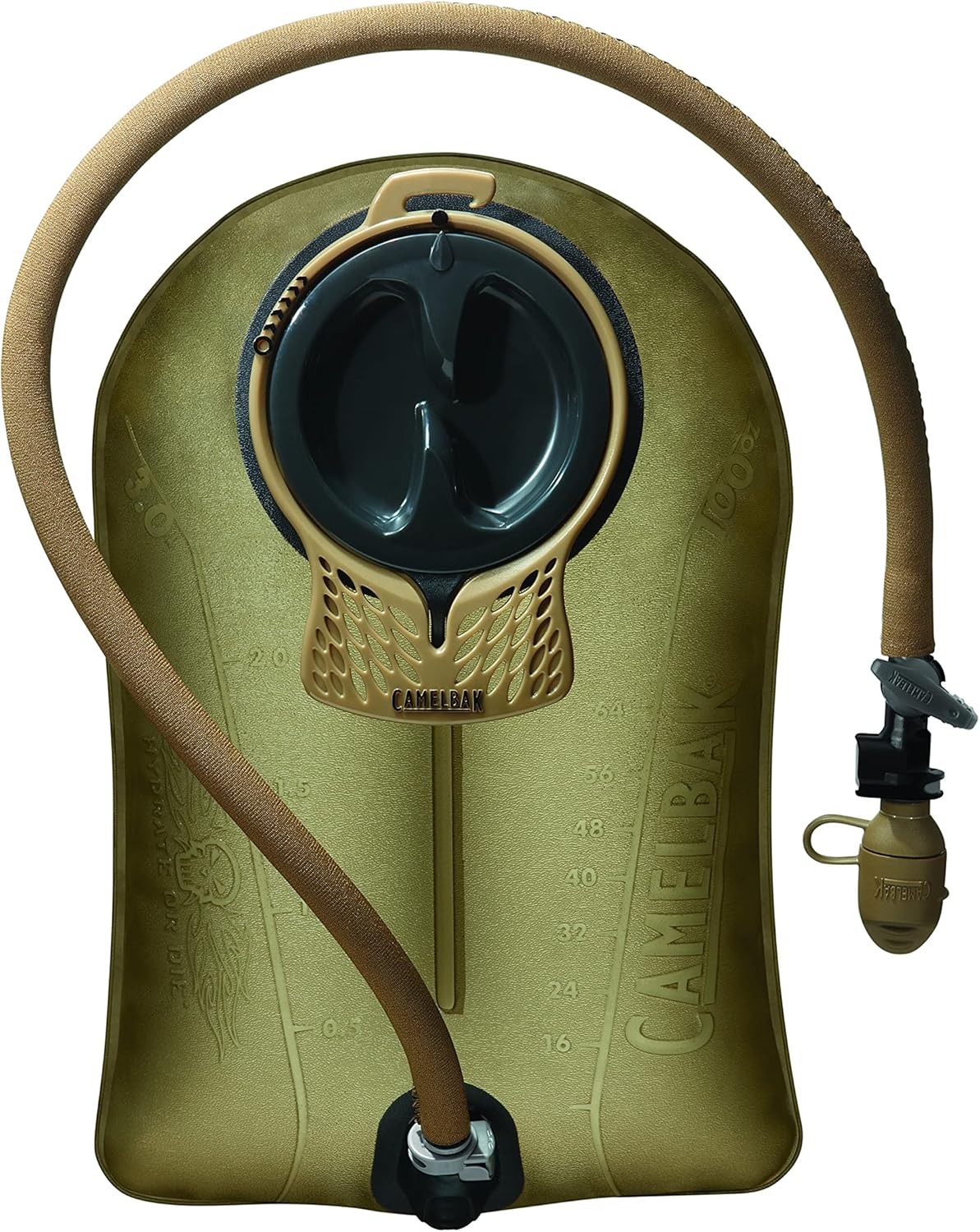 Camelbak Mil Spec Antidote 100oz/3L Short Reservoir - Tactical Hydration Bladder - Leak-Proof Water Bladder - BPA-Free, Brown