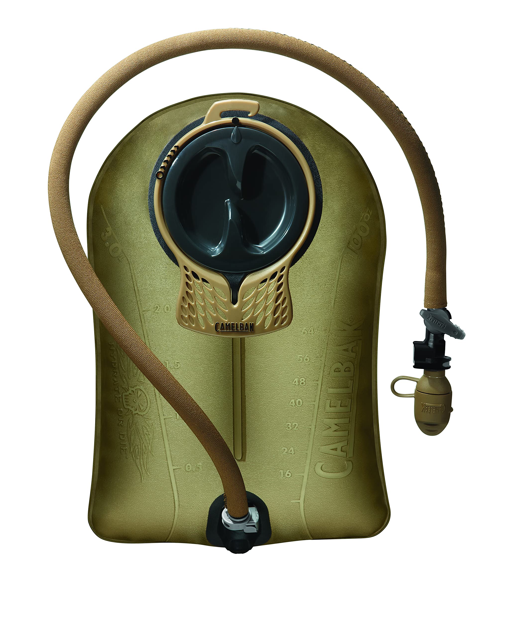 Camelbak Mil Spec Antidote 100oz/3L Short Reservoir - Tactical Hydration Bladder - Leak-Proof Water Bladder - BPA-Free, Brown