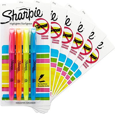 SHARPIE Pocket Style Highlighters, Chisel Tip, Assorted Fluorescent, 24 Count (6 Packs of 4)