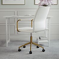 Martha Stewart Taytum Swivel Task Chair with Armrests for Home Office