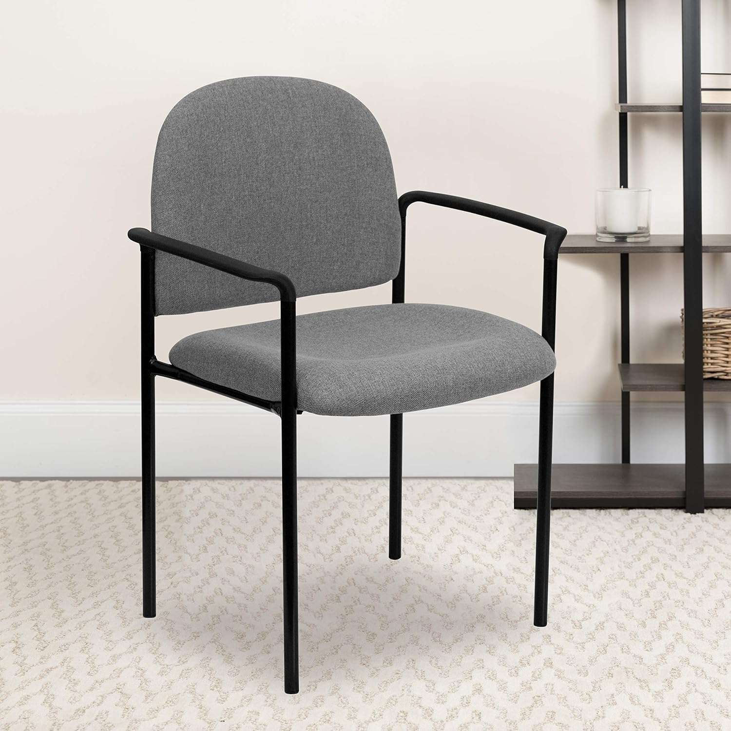 Flash Furniture Tiffany Side Reception Chair with Arms, Stackable Steel Frame