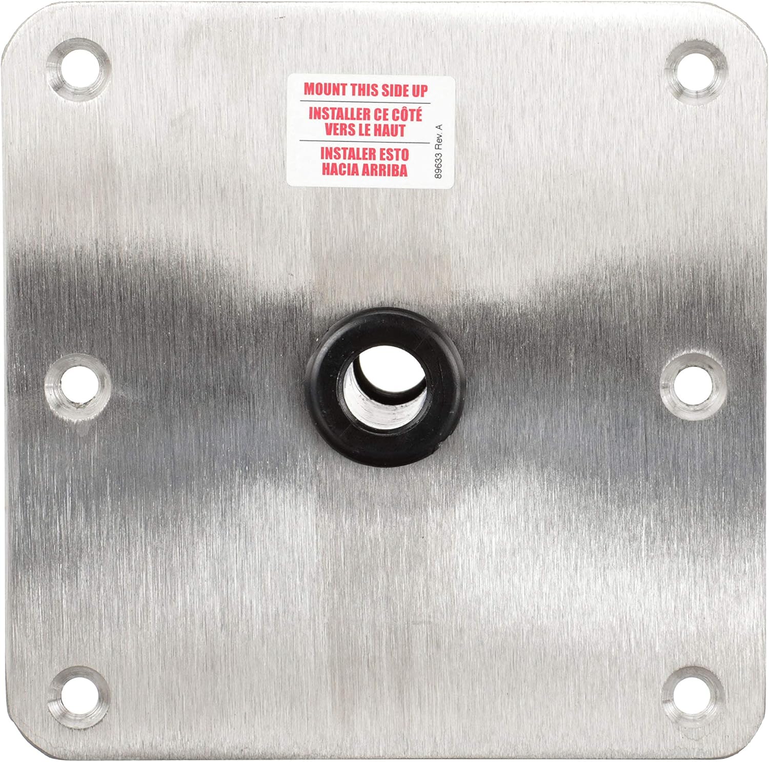 Attwood SP-67739-T Lock’N-Pin ¾-Inch Pin Base — 7x7-Inch Base, Threaded, Acetal Bushing, Pre-Drilled for Mounting,Silver